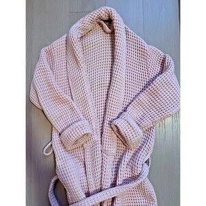 Brooklinen Pale Pink Thermal Waffle Weave Heavyweight Bath Robe Women's XS